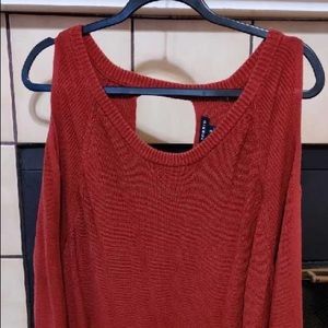 Orange cold shoulder sweater